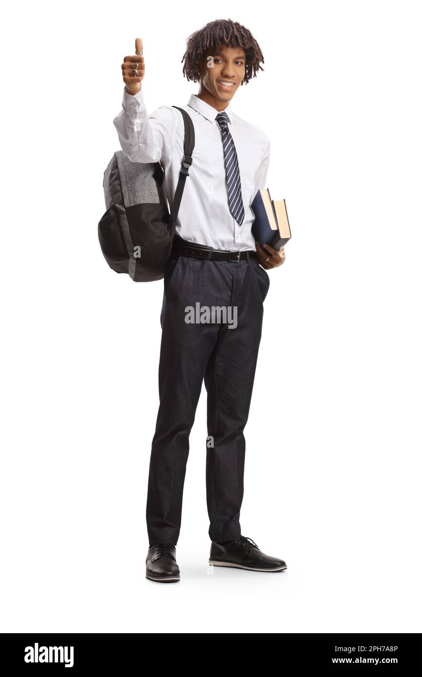 Full length portrait of an african american male student with a ...