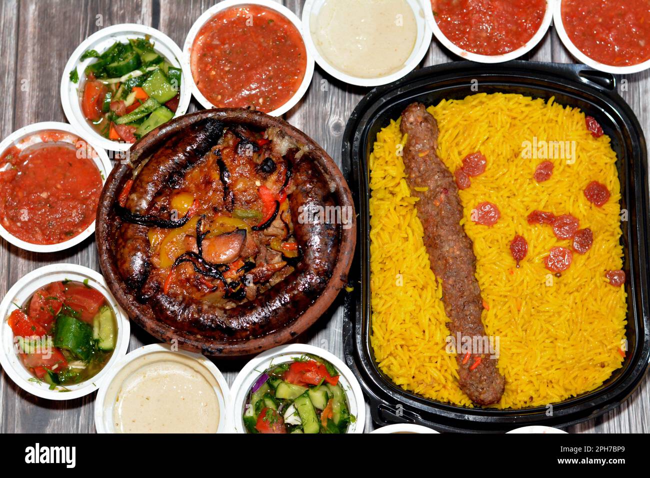 Traditional Egypt beef Kofta, kebab and tarb kofta shish with mixture