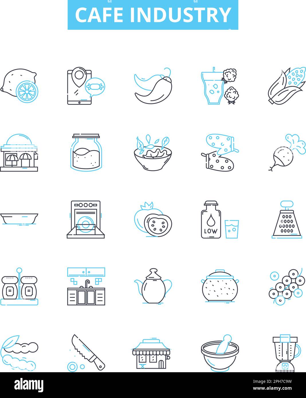 Cafe industry vector line icons set. Cafe, Industry, Coffee, Beverage