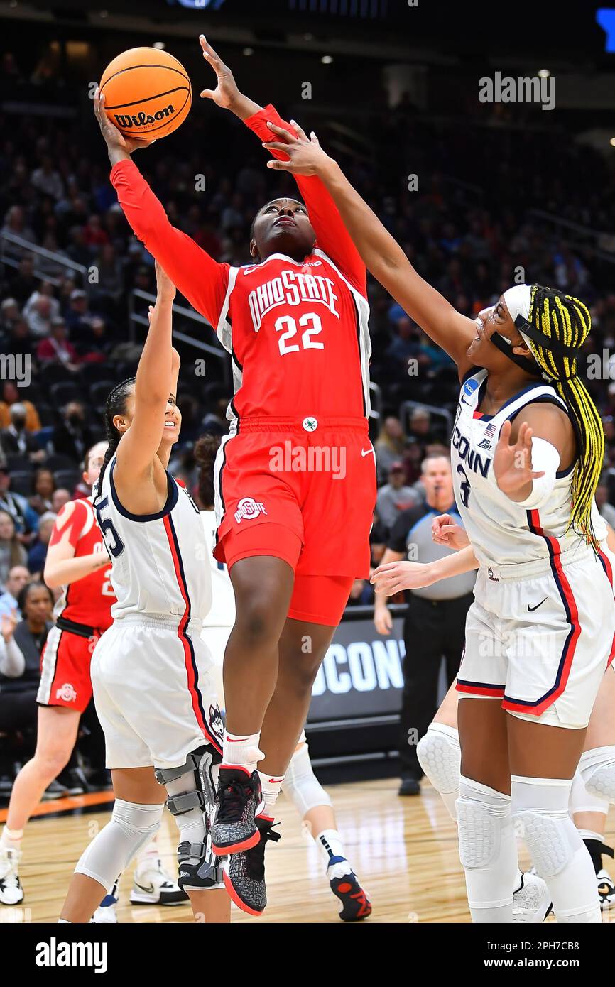 March 25, 2023: Ohio State Buckeyes forward Eboni Walker (22) elevates ...