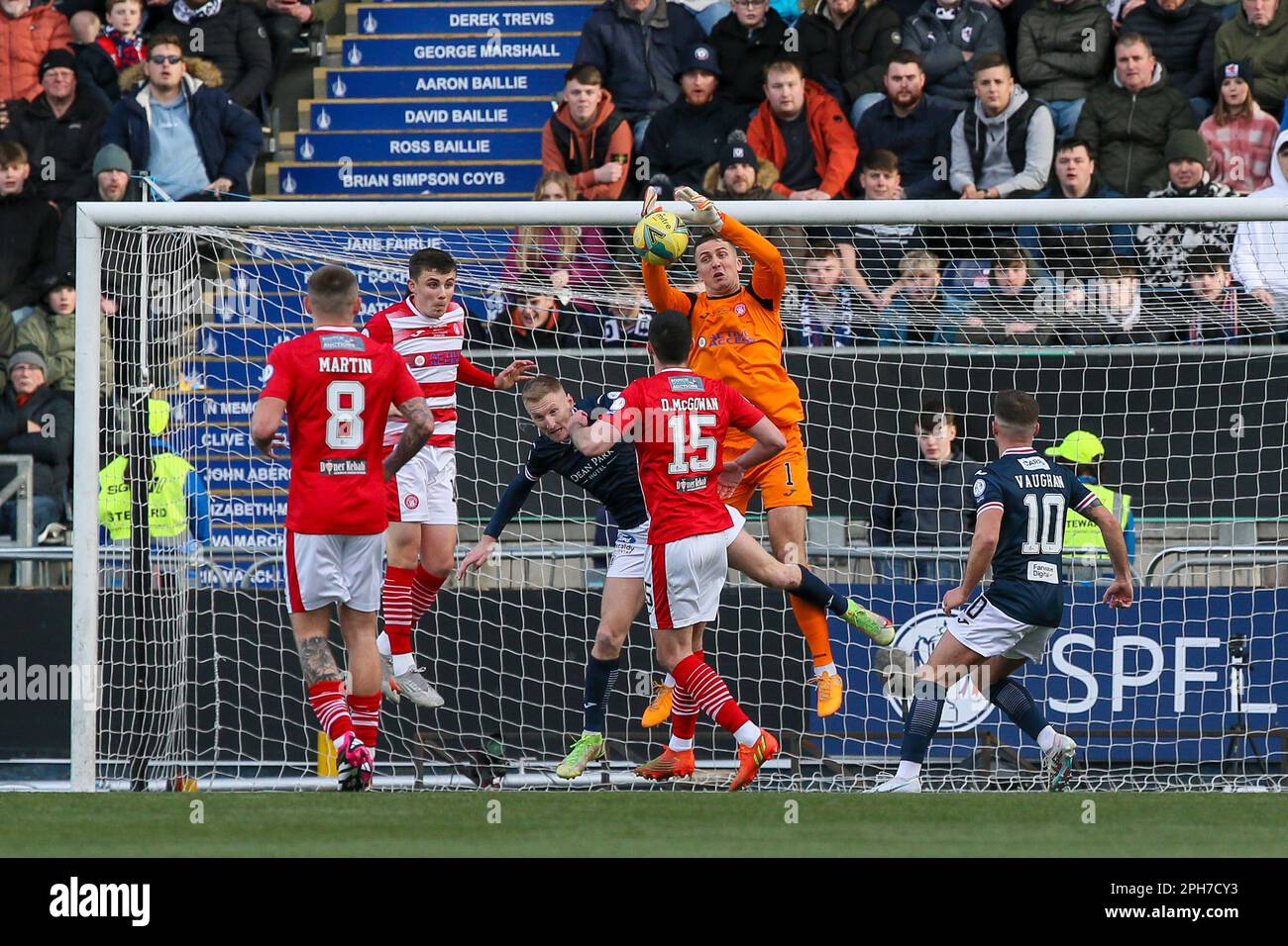 Falkirk, UK. 26th Mar, 2023. UK. The SPFL Trust Trophy Final between Raith Rovers and Hamilton academical was held at Falkirk Stadium, Falkirk, Scotland, UK. The score was 1 - 0 to Hamilton Academical with Reghan Tumilty (number 22) scoring the only and winning goal. Credit; Credit: Findlay/Alamy Live News Stock Photo