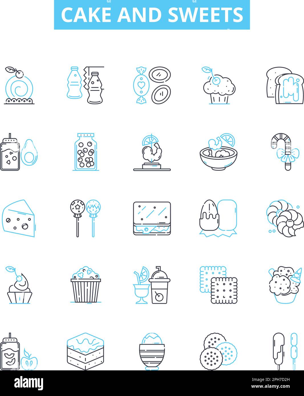 Cake And Sweets Vector Line Icons Set Cake Sweets Pastry Dessert