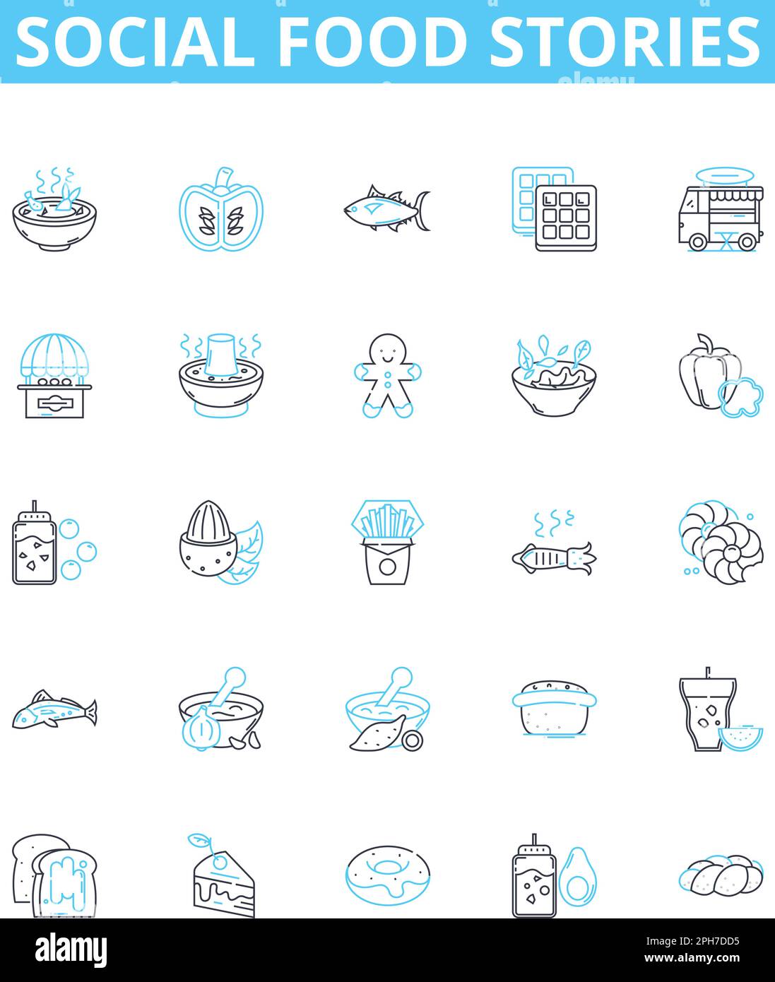 Social food stories vector line icons set. Social, Food, Stories ...