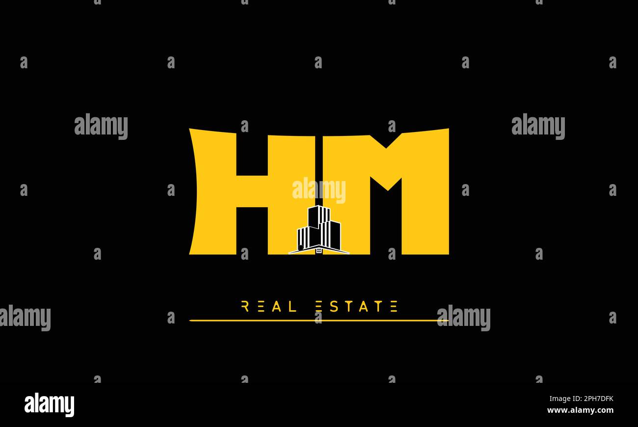 Real Estate letters Initials Monogram logo HM , MH Stock Vector