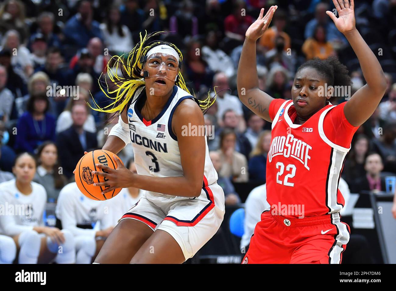 March 25, 2023 UConn Huskies forward Aaliyah Edwards (3) looks to the