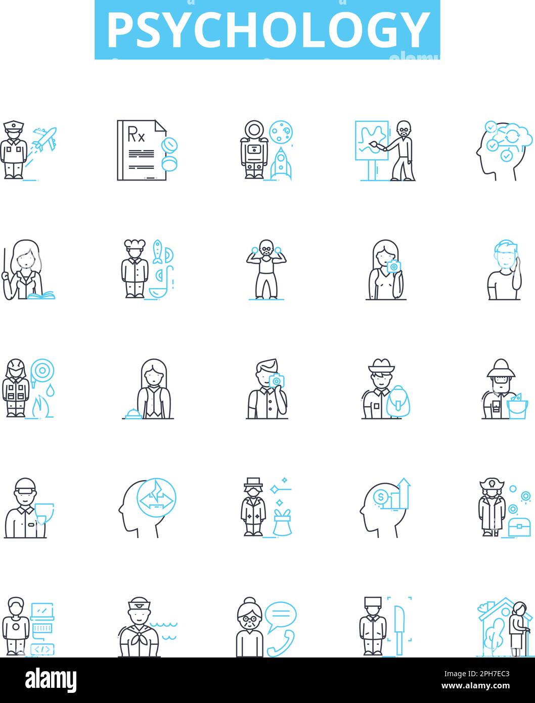 Psychology vector line icons set. Psychology, Behavior, Mental, Mind