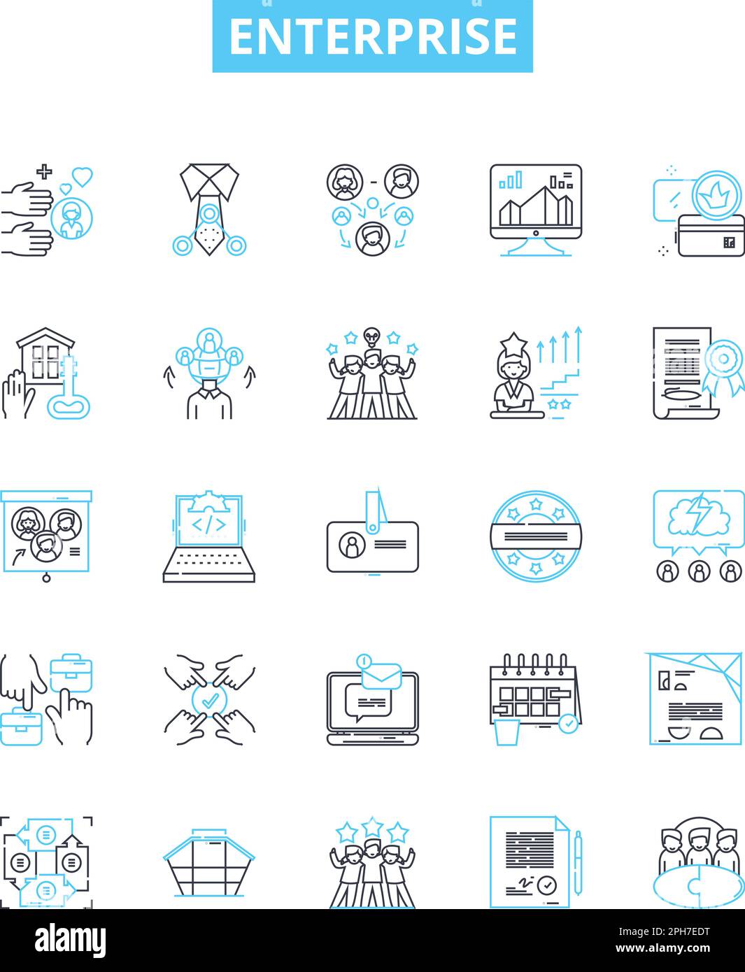 Enterprise vector line icons set. Corporation, Business, Industry, Work