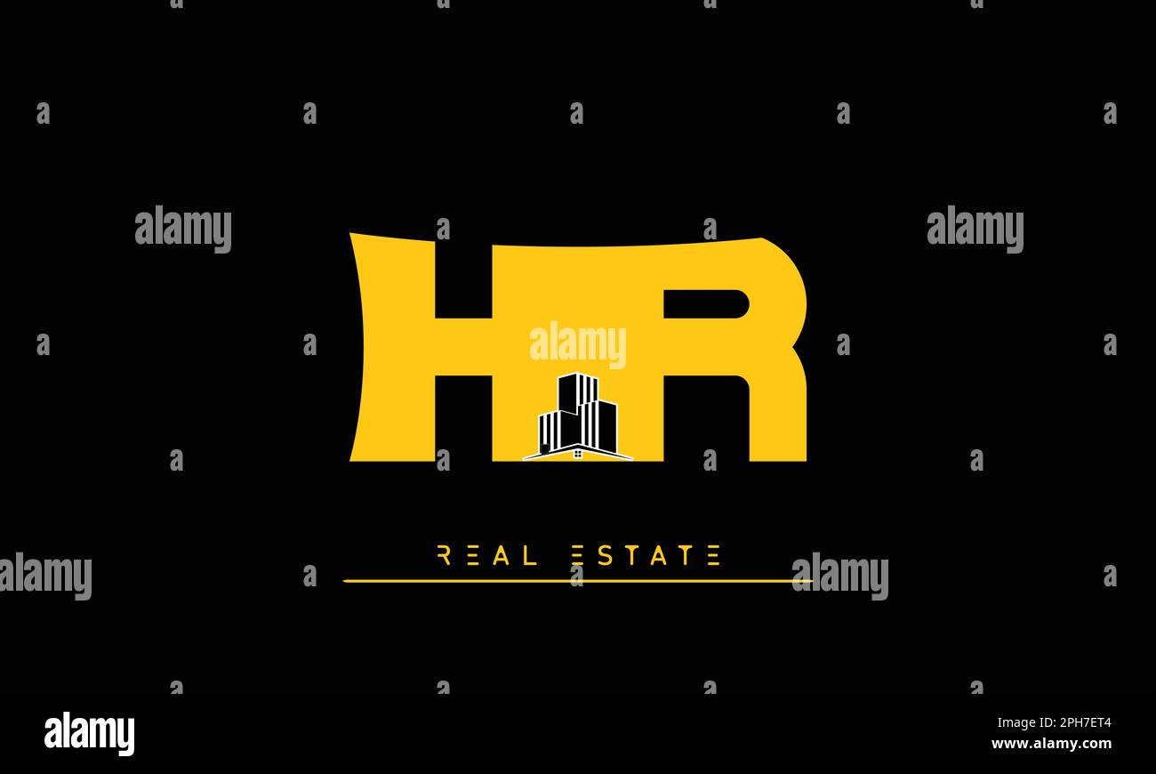 Real Estate letters Initials Monogram logo HR , RH Stock Vector