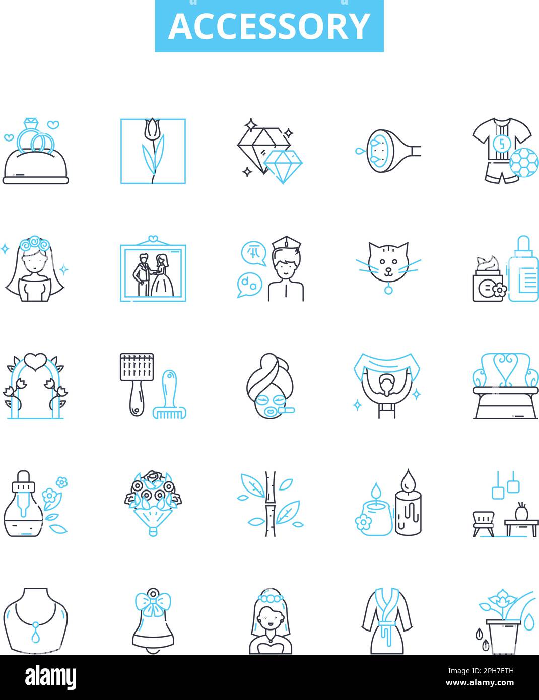Accessory vector line icons set. Finery, trinkets, knick-knacks ...