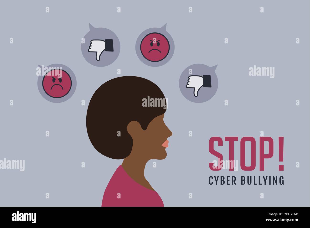 stop cyber bullying concept with depressed girl Stock Vector Image ...