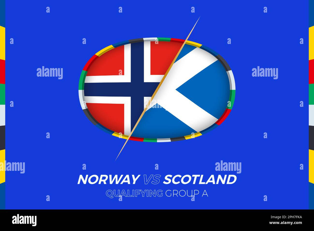 Norway vs Scotland icon for European football tournament qualification, group A. Competition