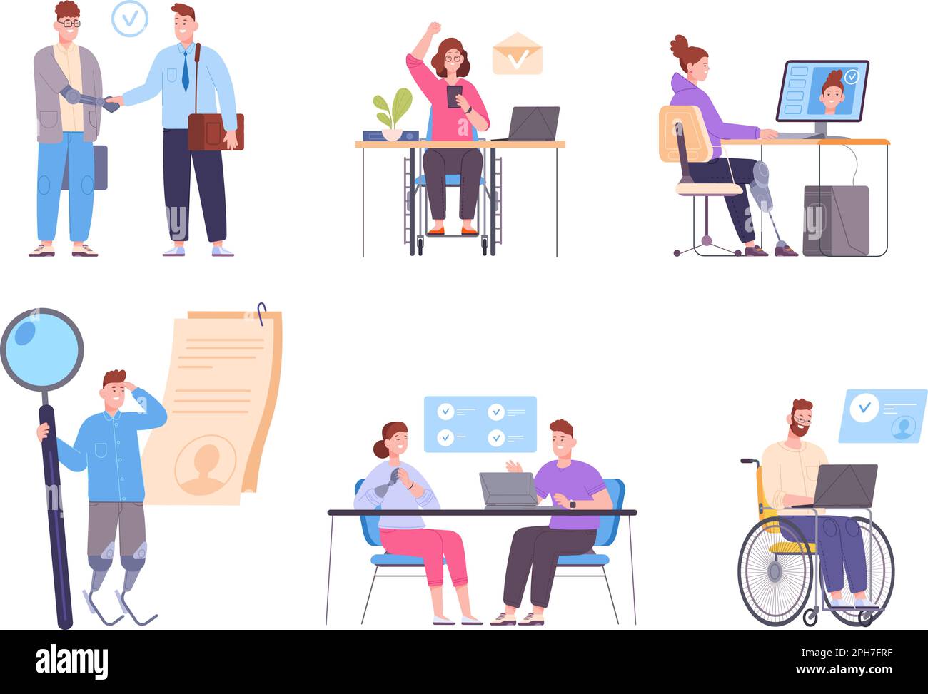 Disabled people hiring. Handicapped worker on meeting job interview