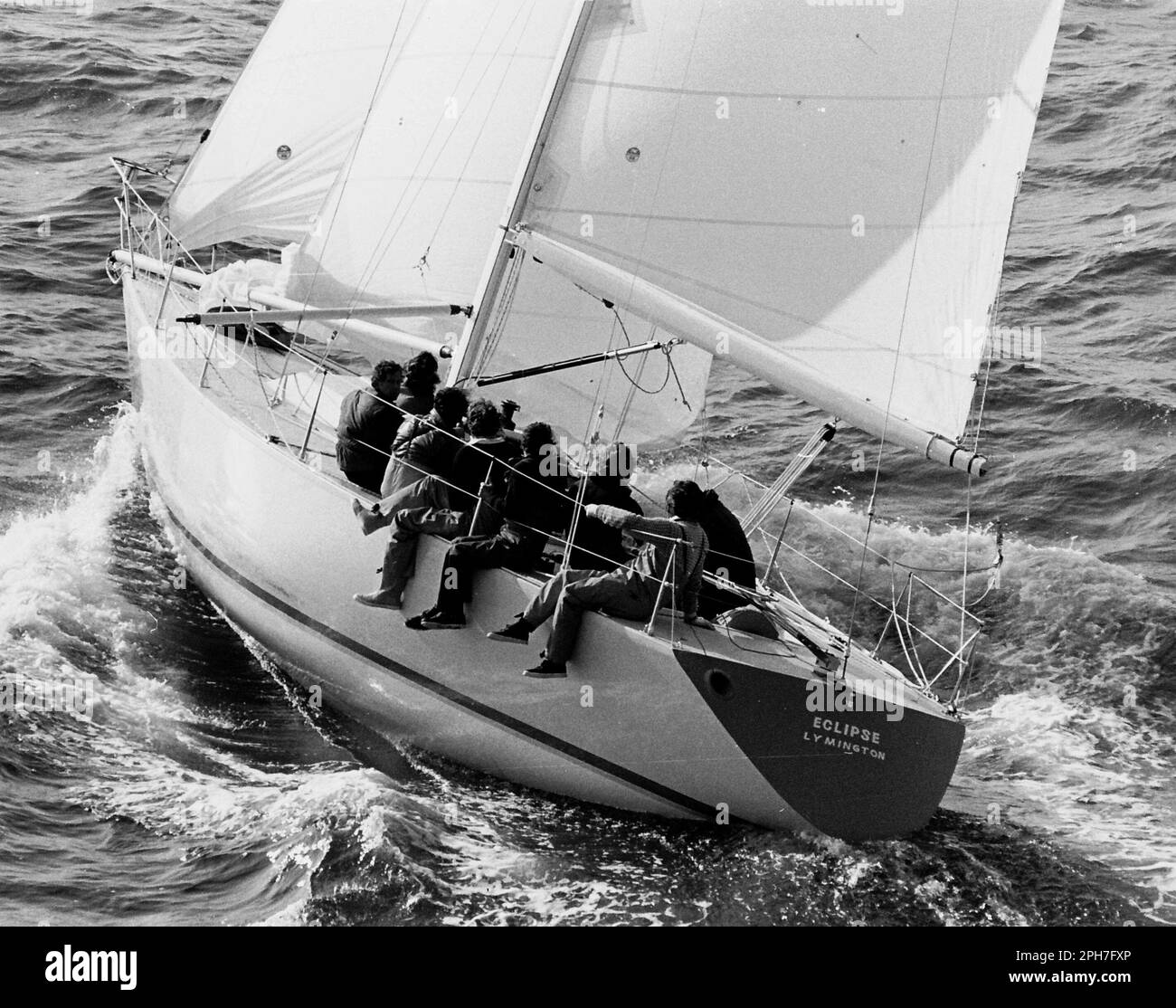 AJAXNETPHOTO. 16TH JUNE, 1979. CHANNEL, ENGLAND. - CONTESSA YACHTS FLYER - JEREMY ROGERS OF LYMINGTON BUILT ECLIPSE DURING THE ANNUAL ROUND THE ISLAND RACE. PHOTO:JONATHAN EASTLAND/AJAX REF:MX340 222904 43 Stock Photo