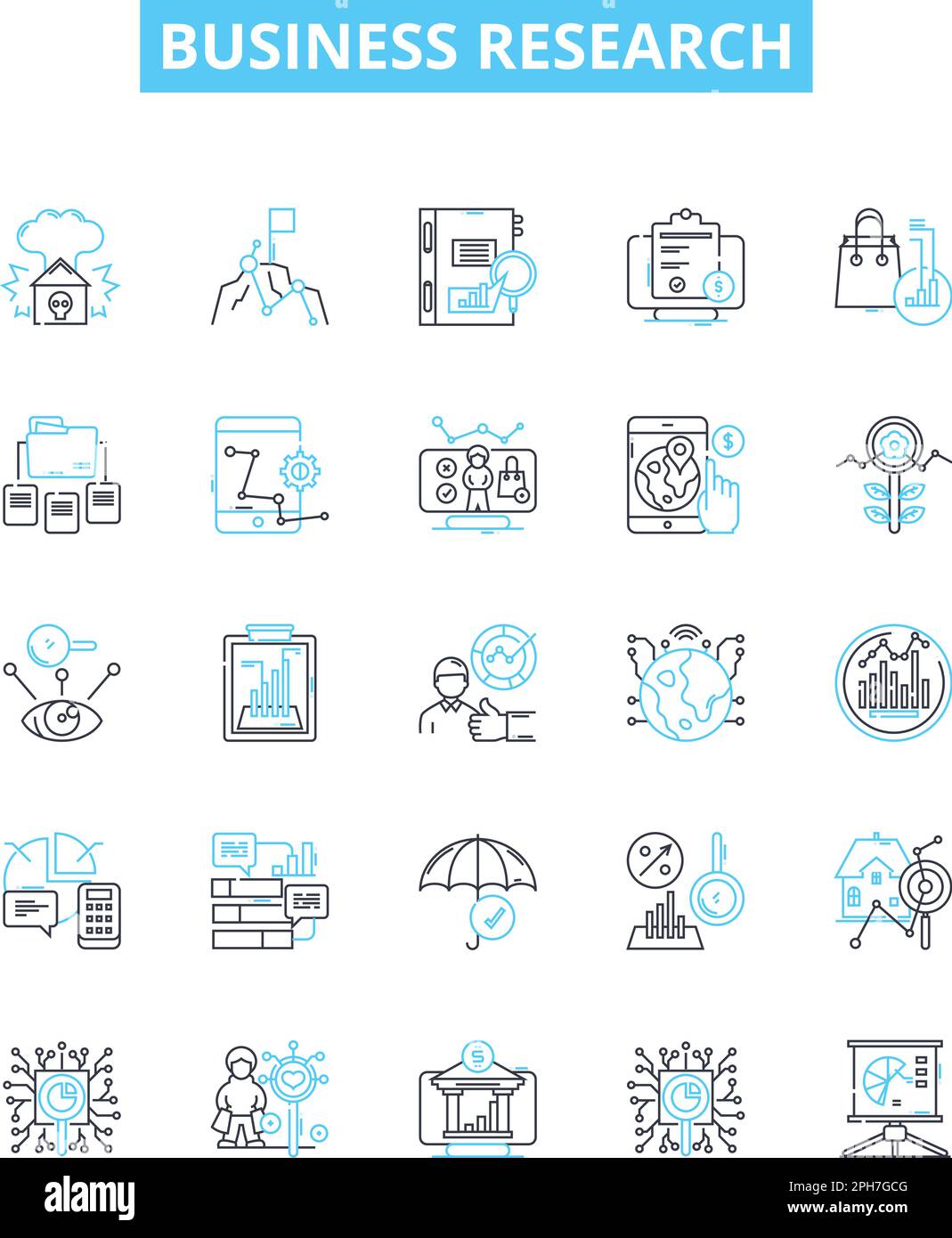 Business research vector line icons set. Business, Research, Analysis