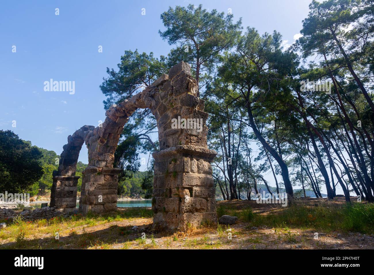 Remains of aquaeduct in ancient Lycian city Faselis Stock Photo