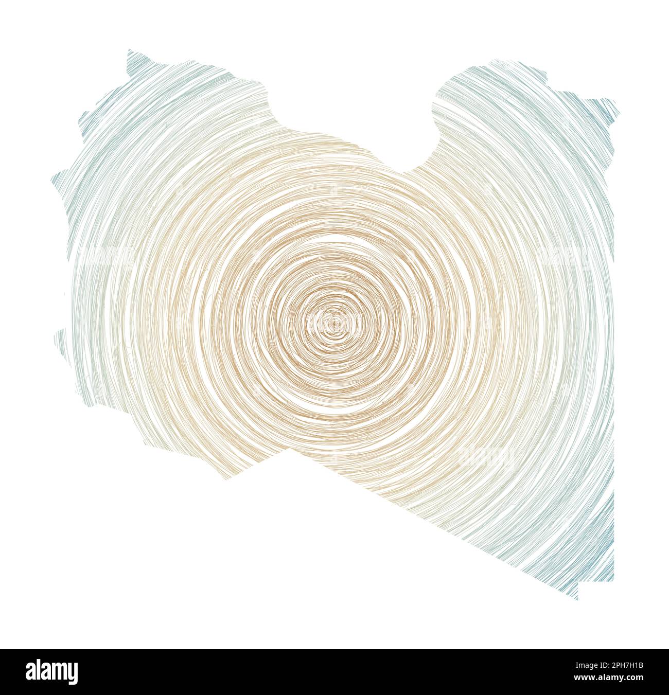 Libya map filled with concentric circles. Sketch style circles in the ...