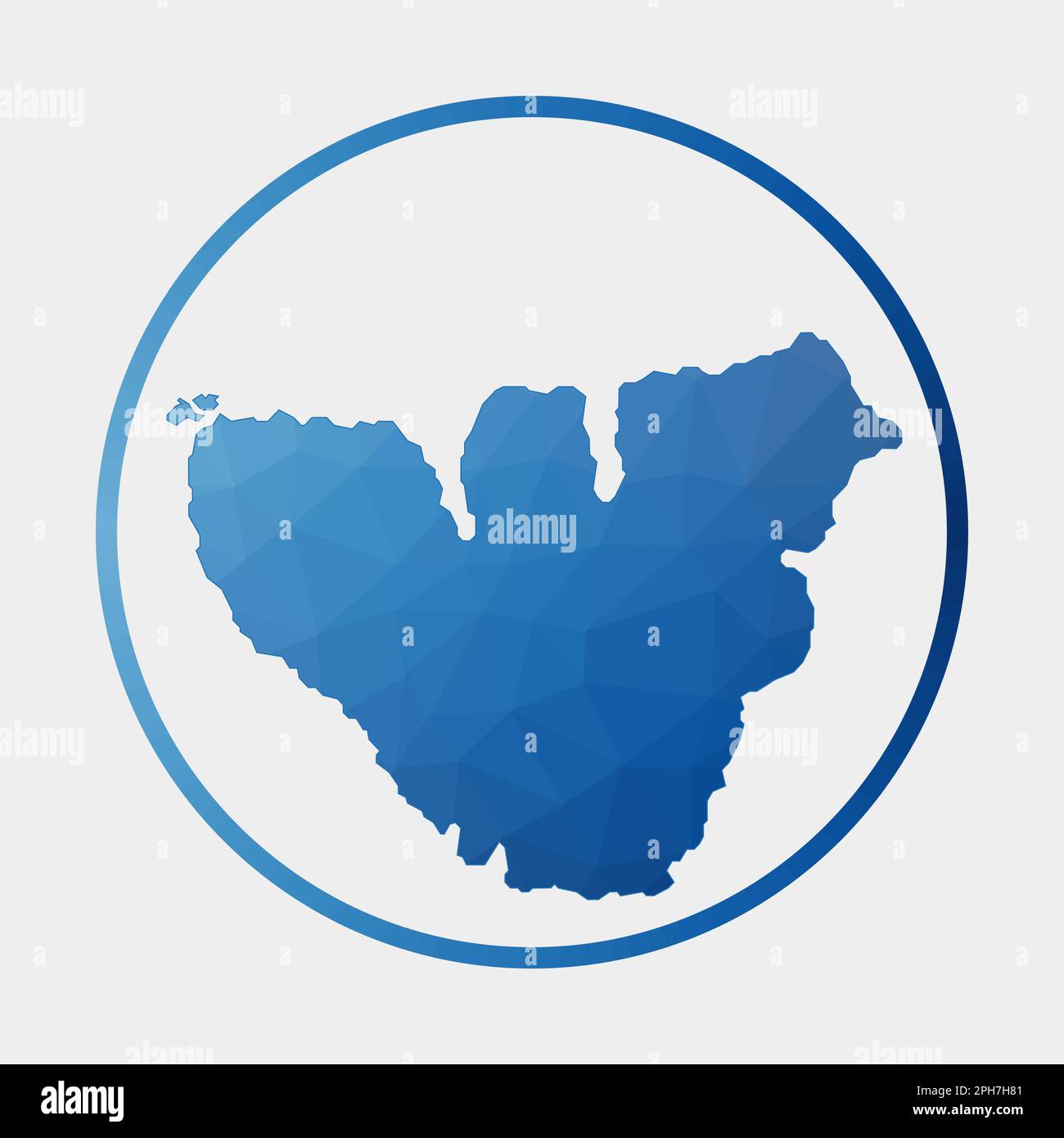 Moorea icon. Polygonal map of the island in gradient ring. Round low ...