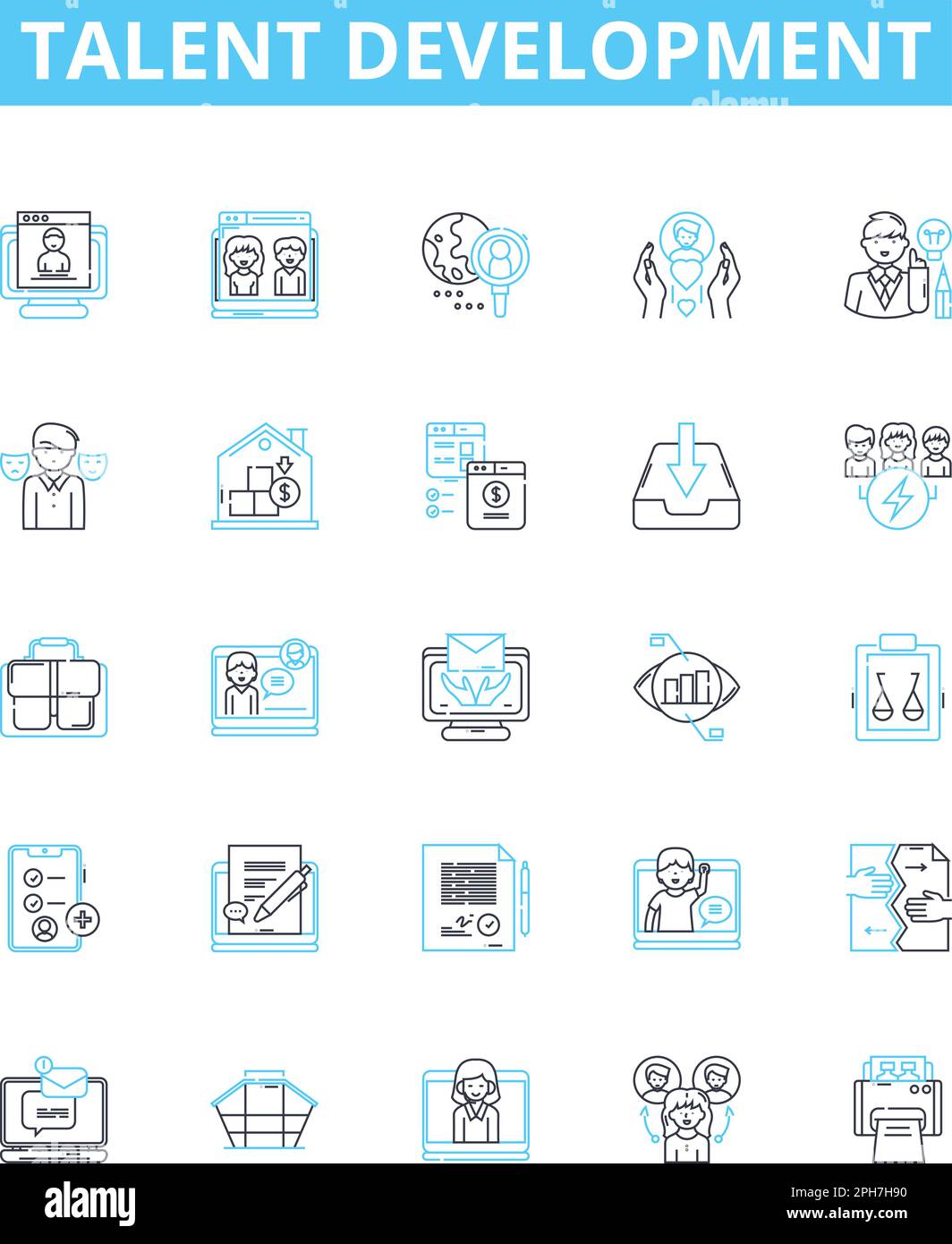 Talent development vector line icons set. Education, Training, Coaching ...