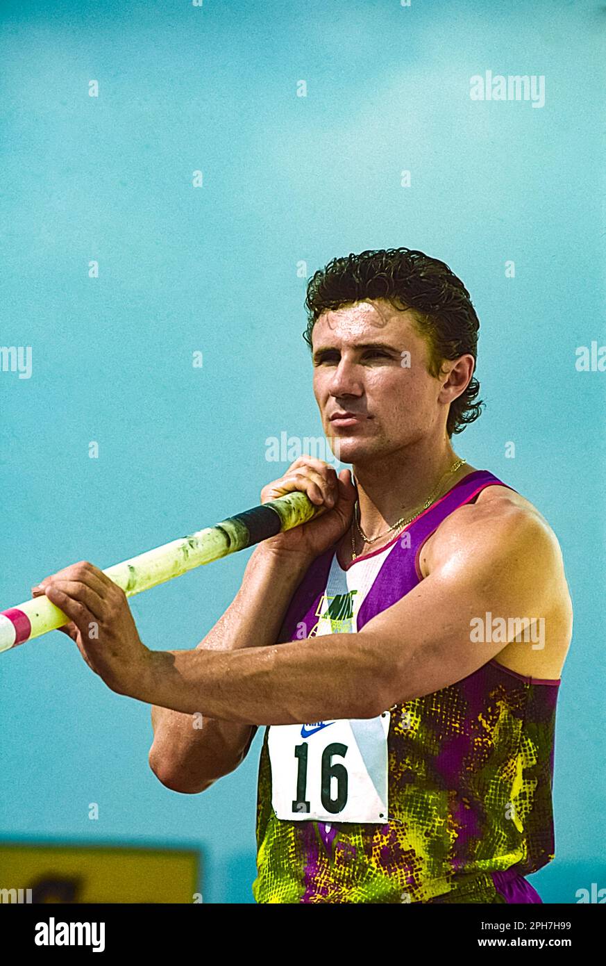 Sergey Bubka (URS) during a photo shoot for Nike International Athletics in  the Olympic Stadium,Estadi Olímpic Lluís Companys, Barcelona, Spain 1991  Stock Photo - Alamy