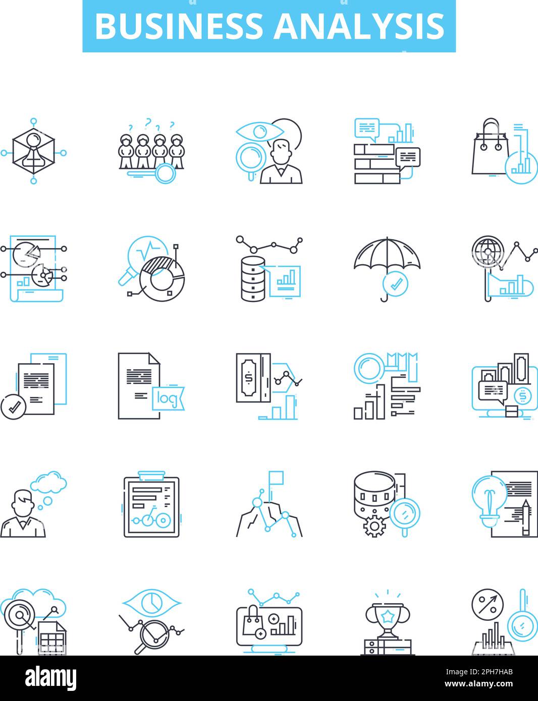 Business analysis vector line icons set. Business, Analysis, Strategy