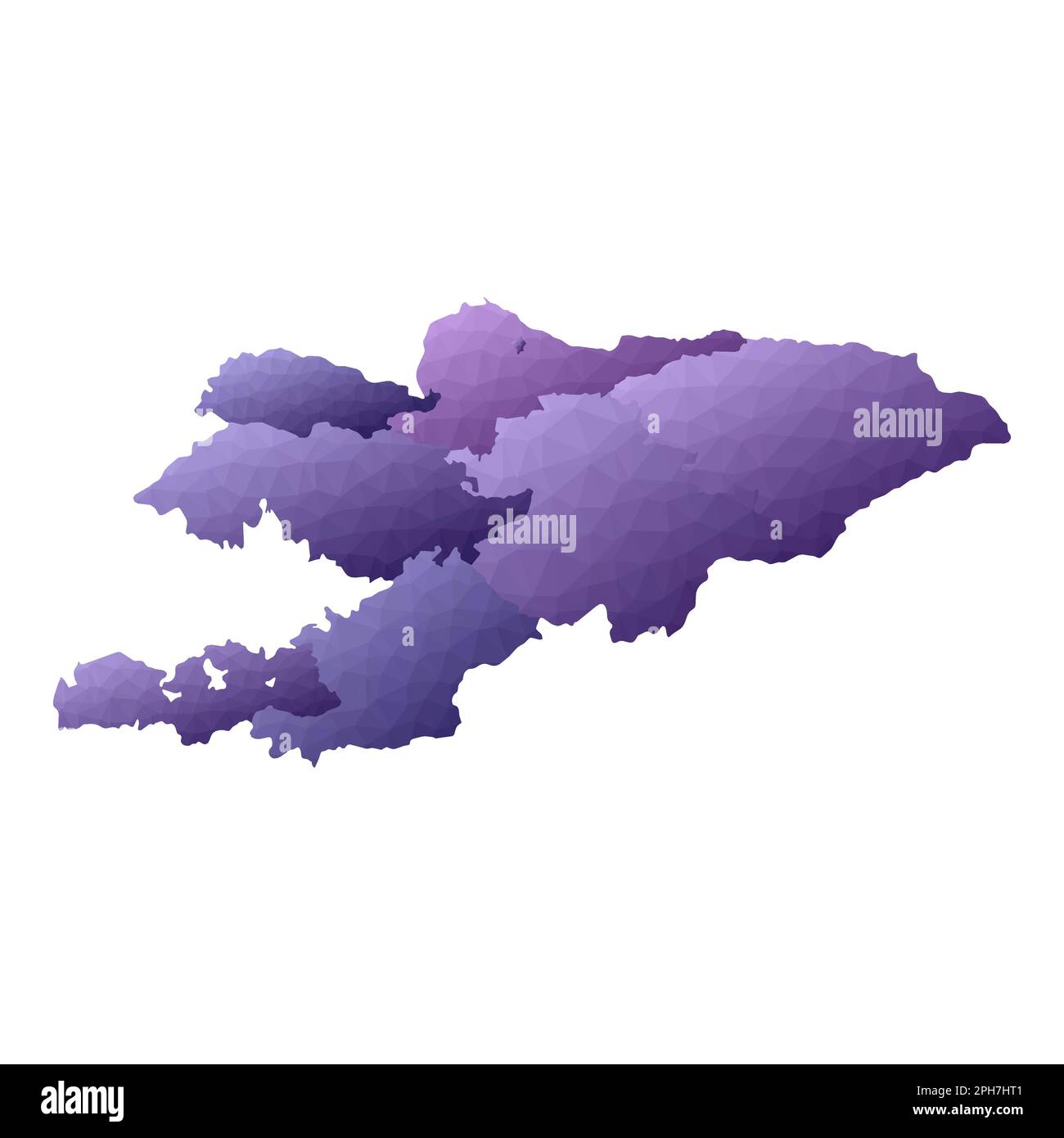 Kyrgyzstan map. Geometric style country outline. Superb violet vector illustration. Stock Vector
