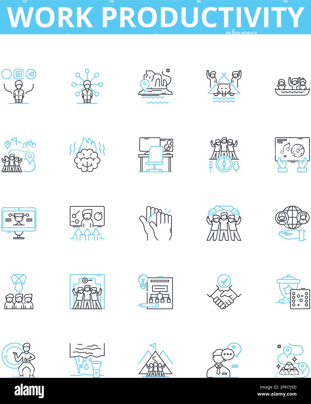 Work productivity vector line icons set. Efficiency, Productivity ...
