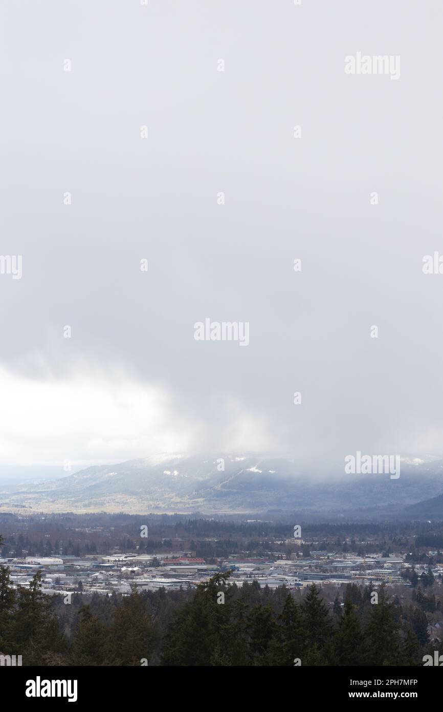 Thick, heavy rain clouds over Eugene, Oregon. Stock Photo