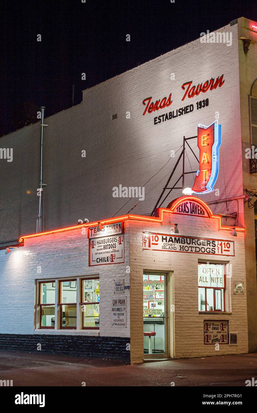 Virginia Roanoke Church Avenue Texas Tavern,open all night nite café restaurant Americana Stock Photo