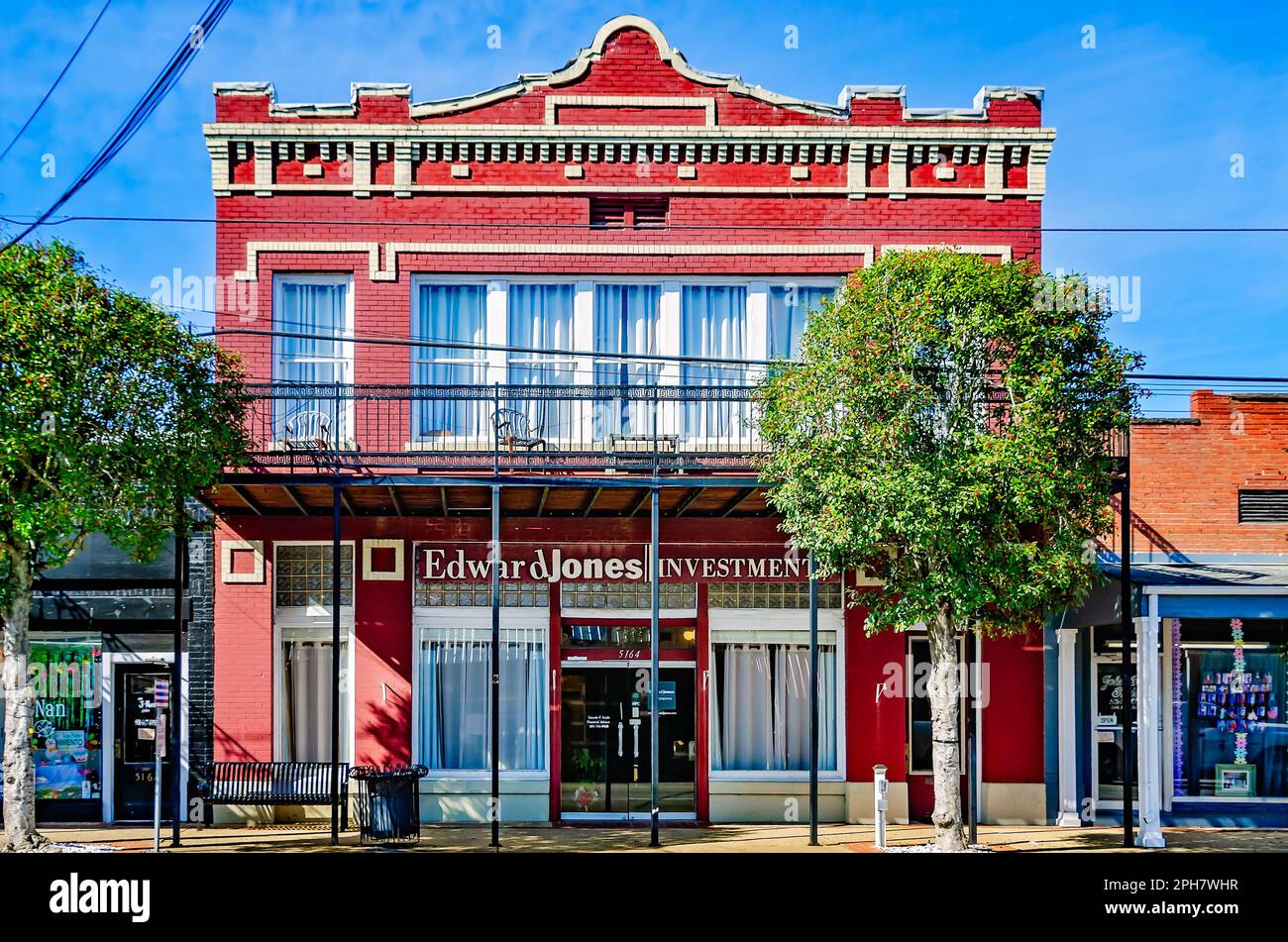 A 1920 building is pictured on Main Street, March 20, 2023, in Lucedale, Mississippi. Lucedale was founded in 1901 and named after its founder. Stock Photo