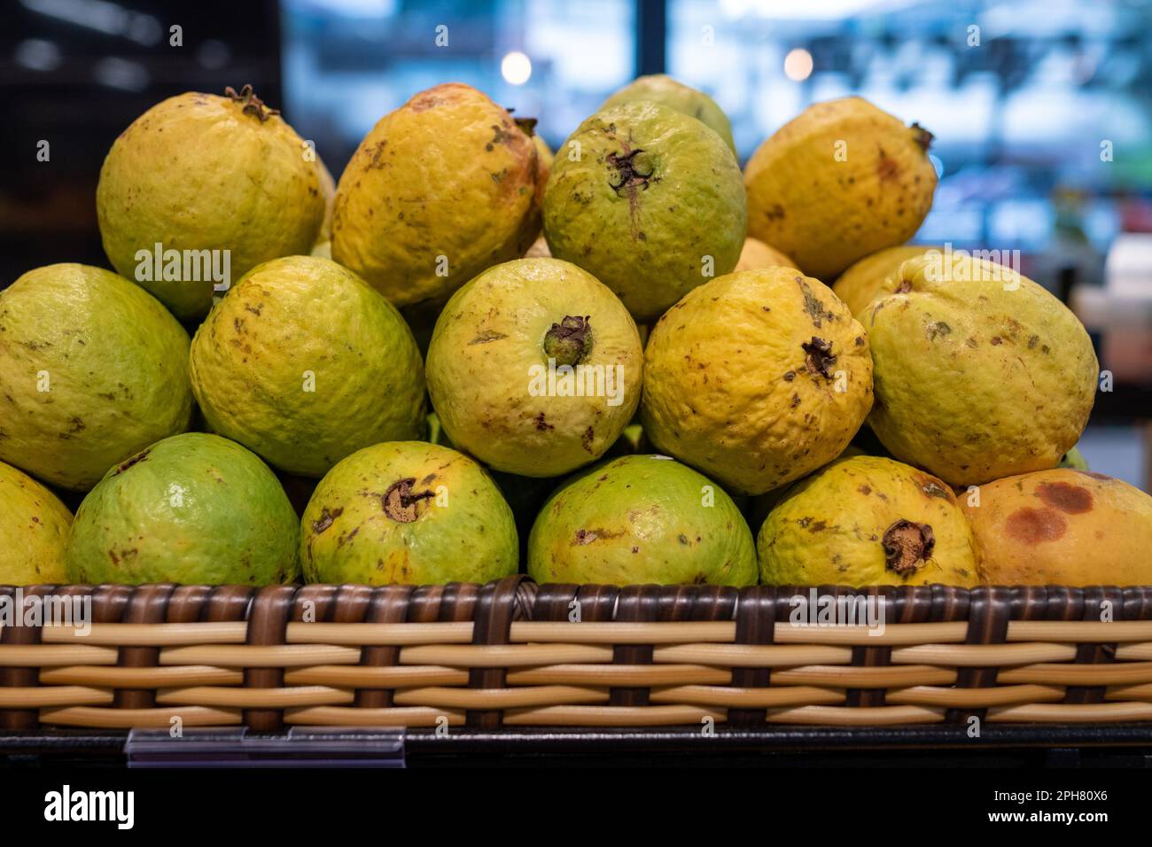 Guava for sale in a grocery store in Brazil Stock Photo