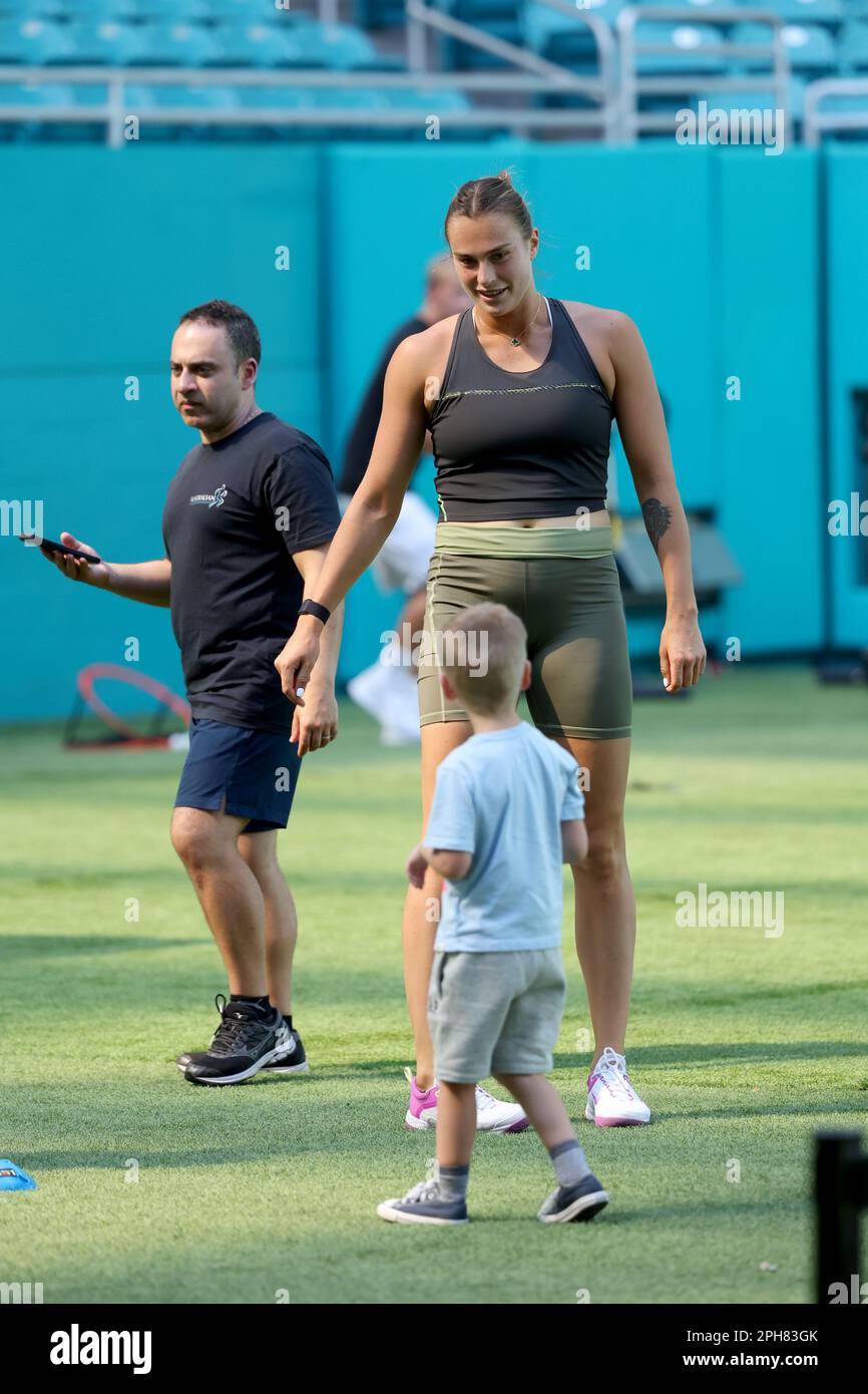 MIAMI GARDENS, FLORIDA - MARCH 26: Aryna Sabalenka at Hard Rock Stadium