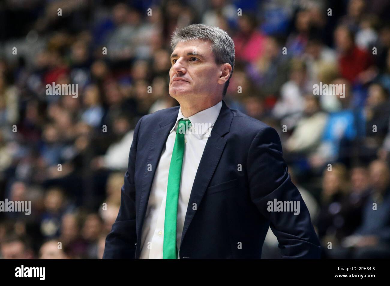 Saint Petersburg, Russia. 26th Mar, 2023. Velimir Perasovic, head coach of UNICS  Kazan seen during the VTB United League basketball match, Second stage,  between Zenit Saint Petersburg and UNICS Kazan at Sibur