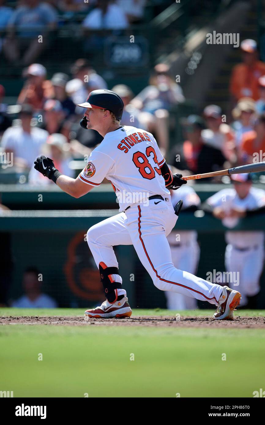 Baltimore Orioles' Kyle Stowers bats against the Boston Red Sox in the  second inning of a baseball game, Friday, Aug. 19, 2022, in Baltimore. (AP  Photo/Gail Burton Stock Photo - Alamy