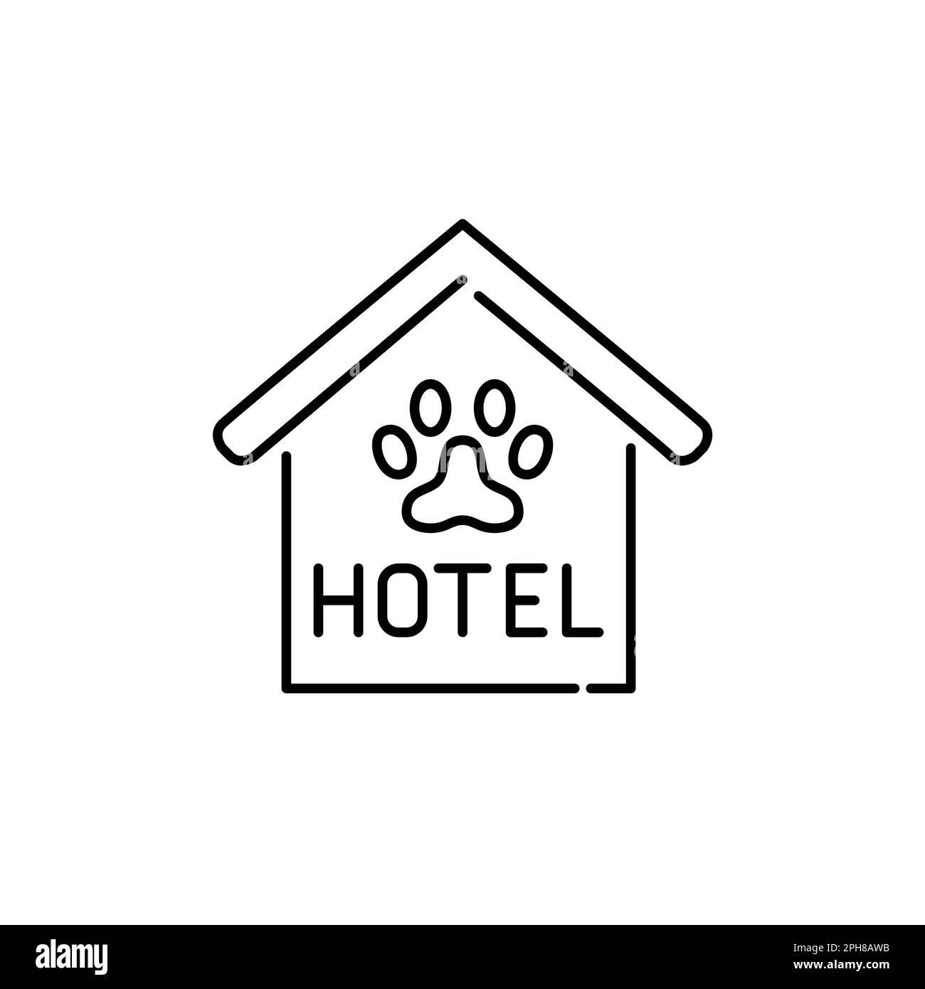 Pet boarding and daycare services. Pixel perfect, editable stroke line