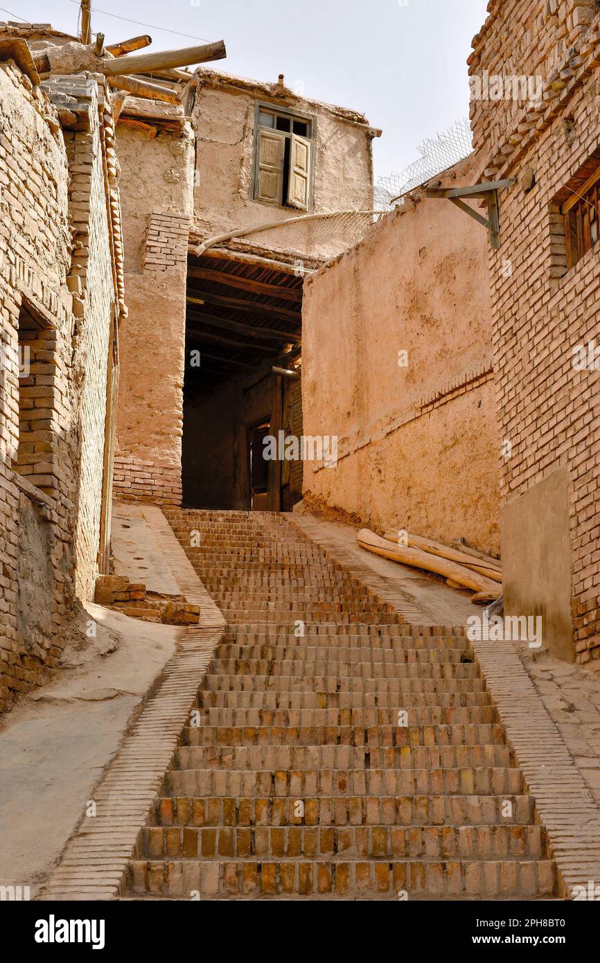 The Folk Houses on Hathpace in Kashgar, Xinjiang are very precious historical and cultural assets. Stock Photo