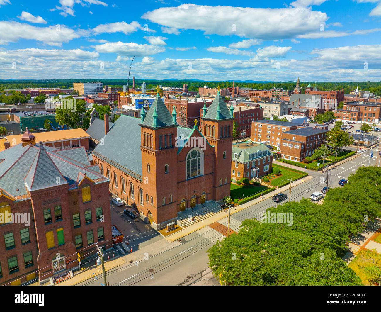 Saint Patricks Roman Catholic Church aerial view at 29 Spring Street in