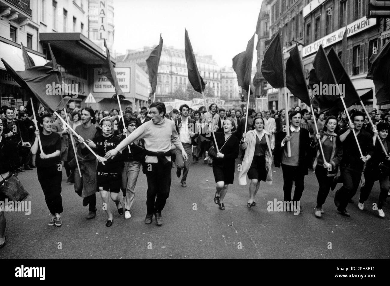 France. Paris (75) Demonstration of the CGT on May 29, 1968 from Bastille to Saint-Lazare Stock Photo