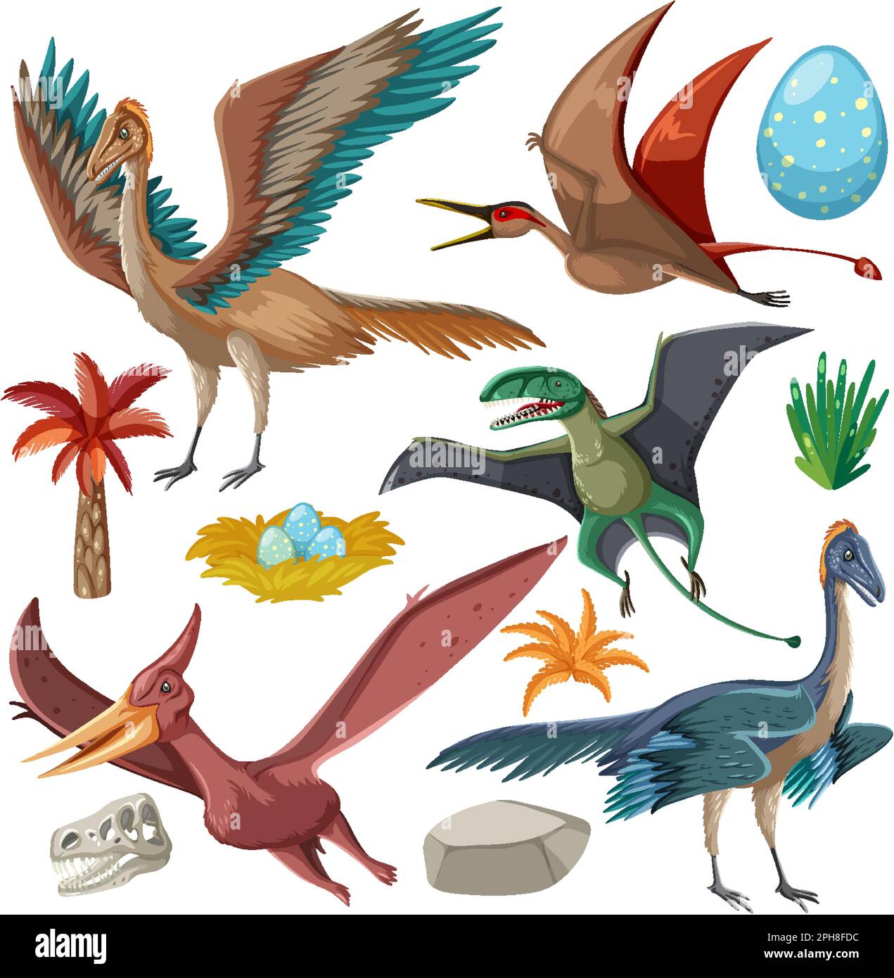 Dinosaur and Nature Elements Vector Collection illustration Stock ...