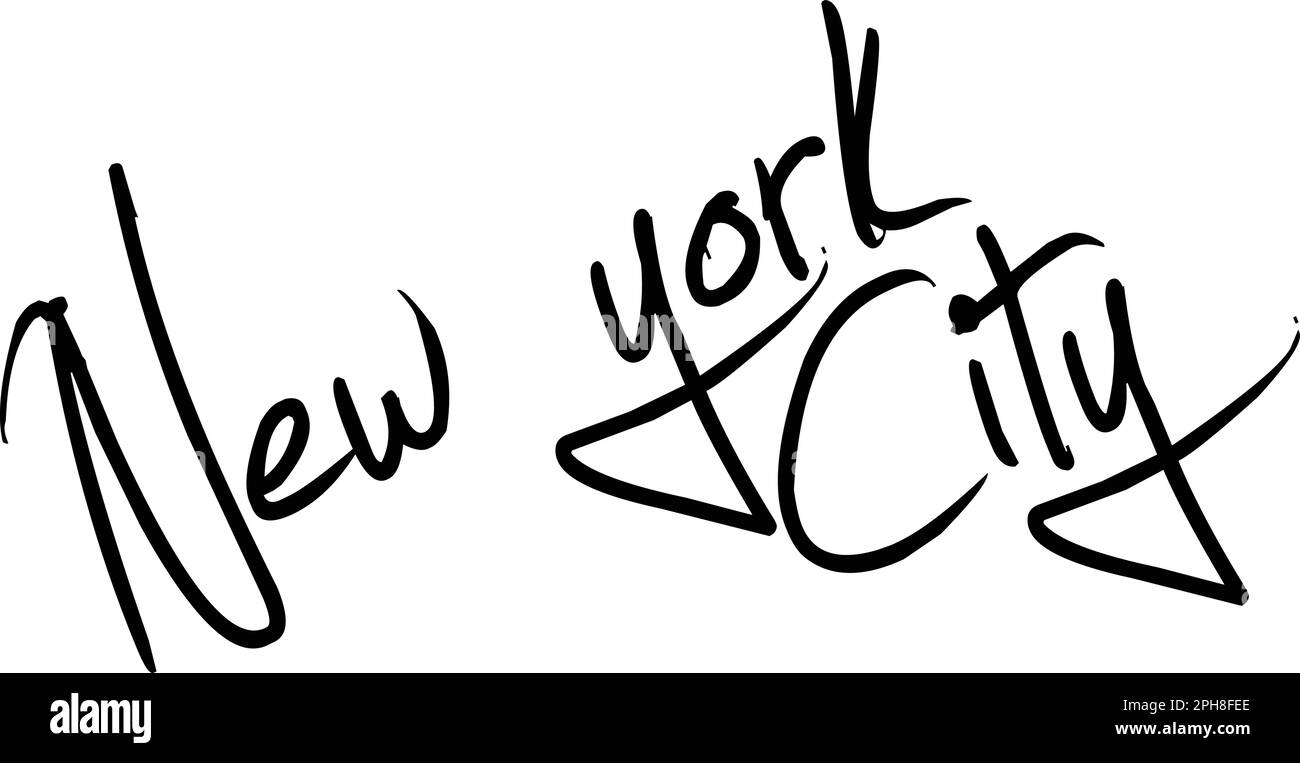 New York City text sign illustration on White Background Stock Vector