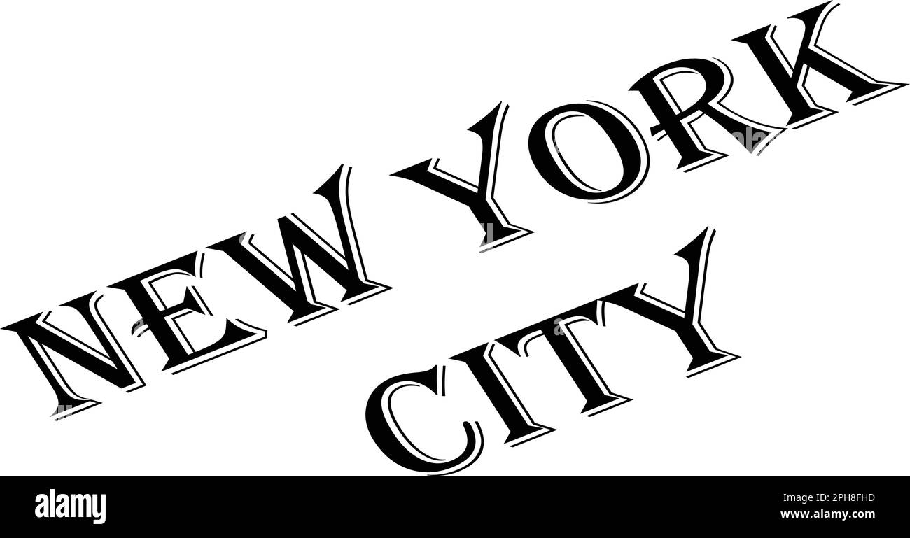 New York City text sign illustration on White Background Stock Vector