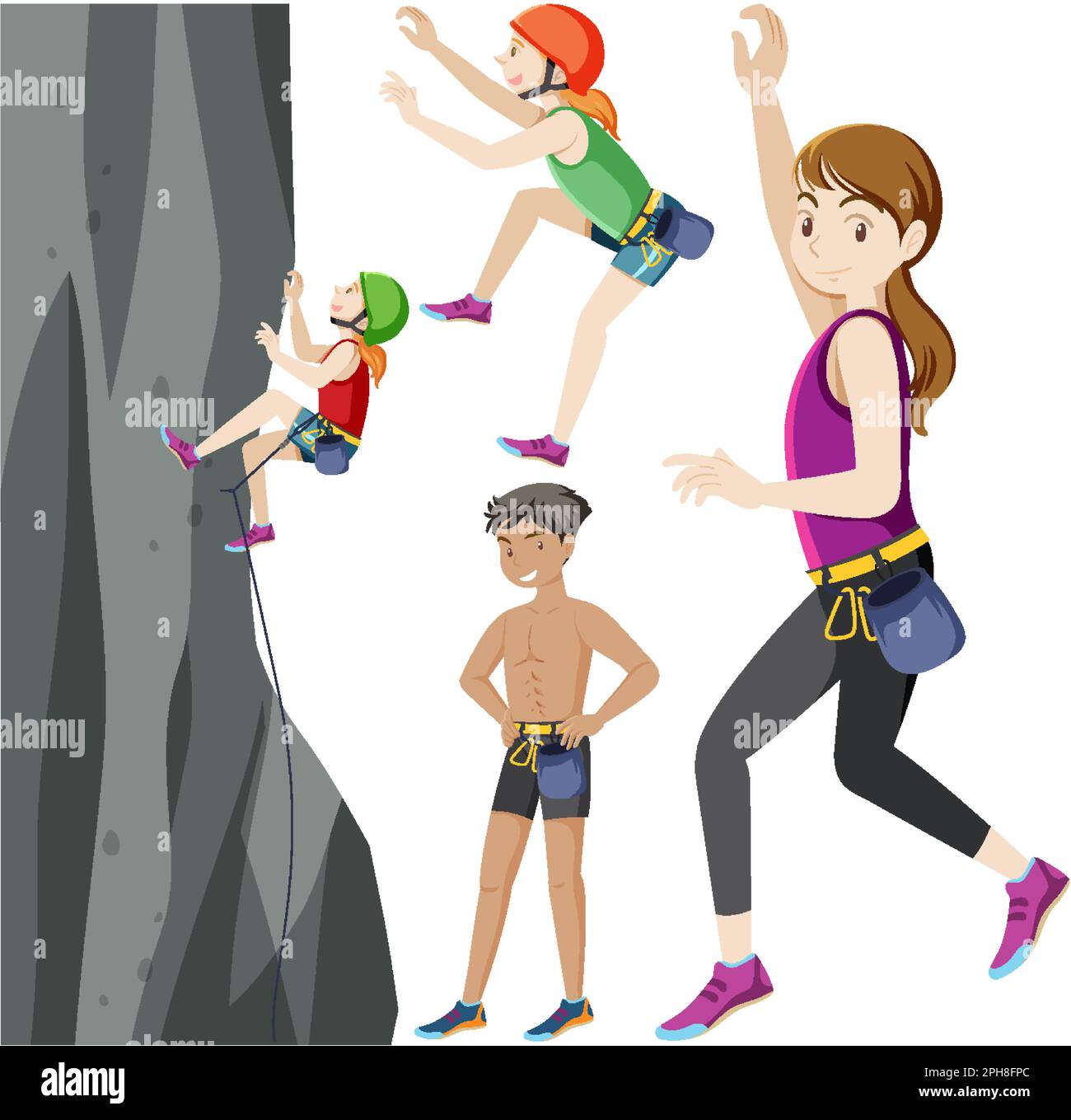 Mountain climber character extreme sport active lifestyle illustration