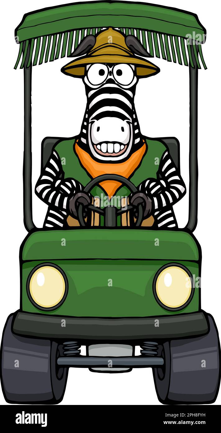 cartoon zebra zookeeper driving a zoo golf cart Stock Vector Image & Art Alamy