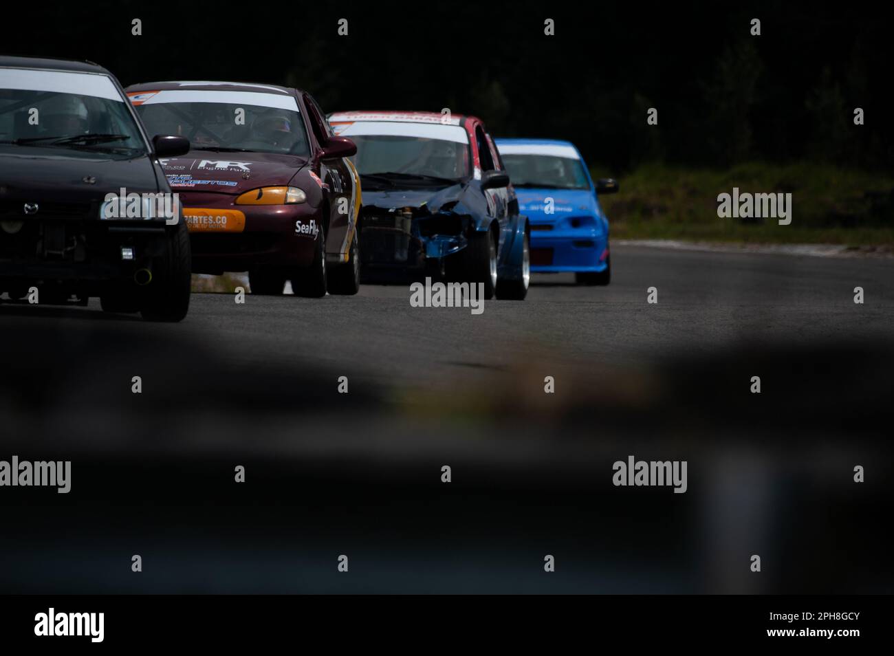 Bogota, Colombia. 26th Mar, 2023. Drivers take part in the starting