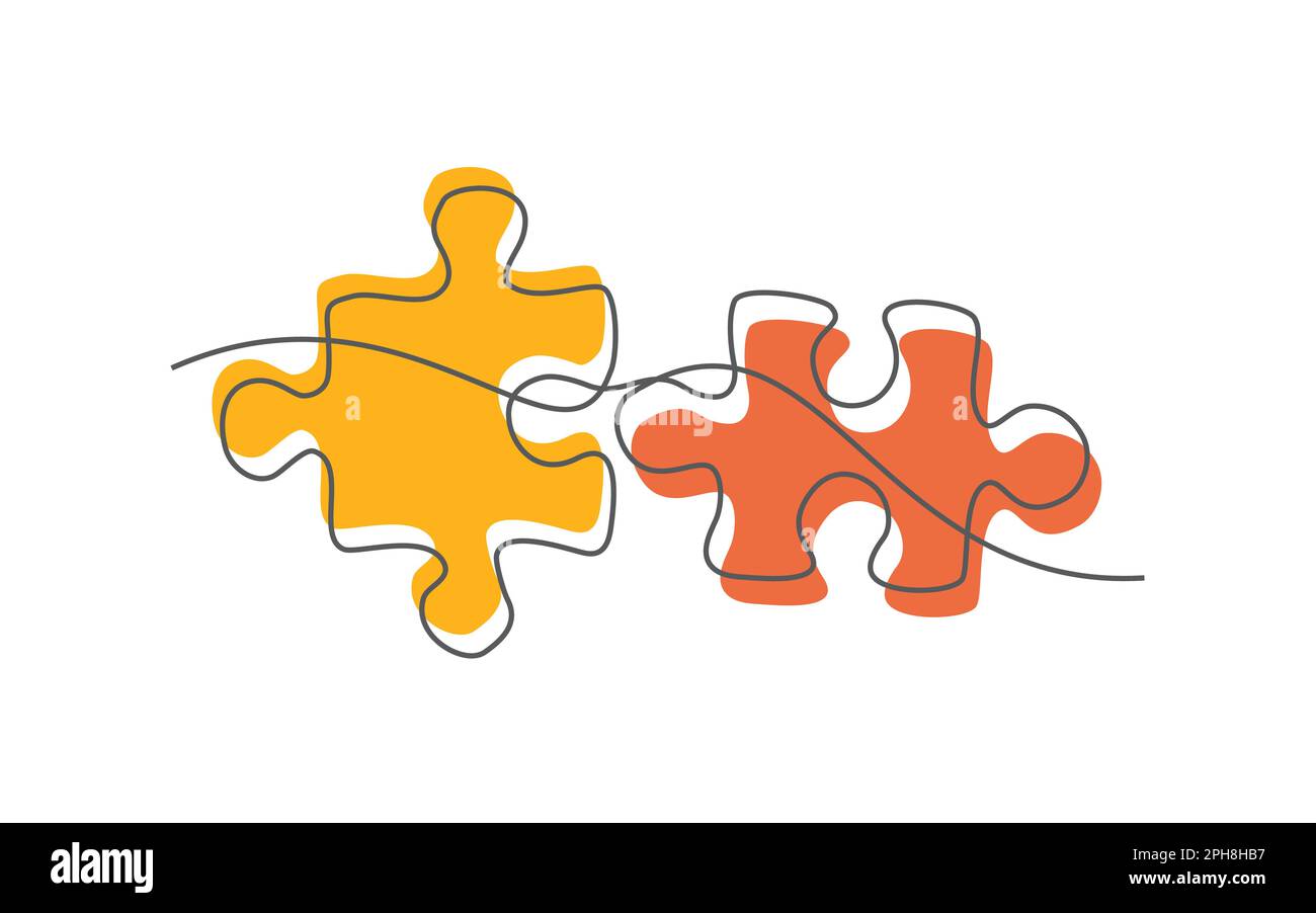 Puzzle One line drawing on white background Stock Vector Image & Art