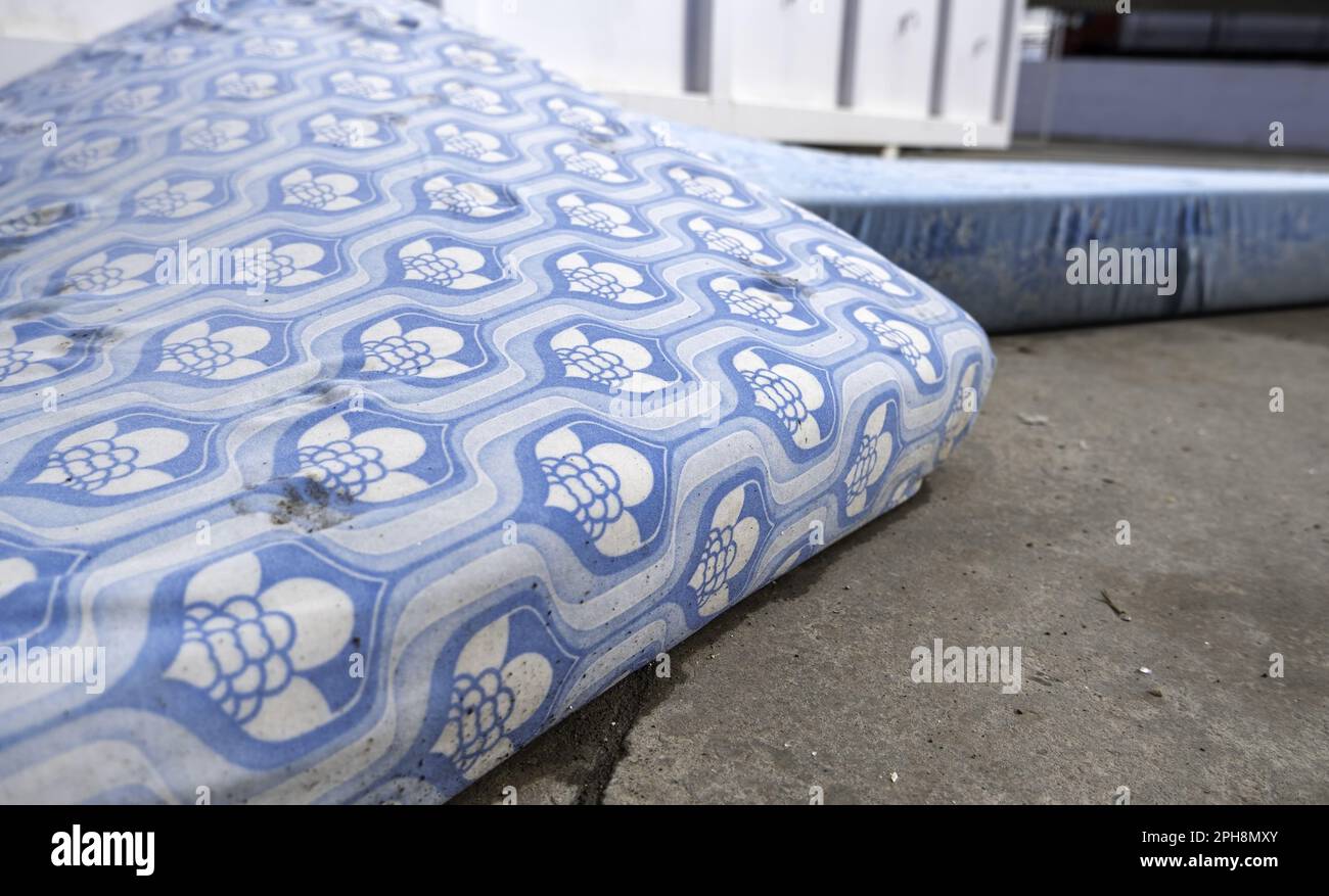 Detail of old dirty and damaged mattresses, recycling Stock Photo Alamy
