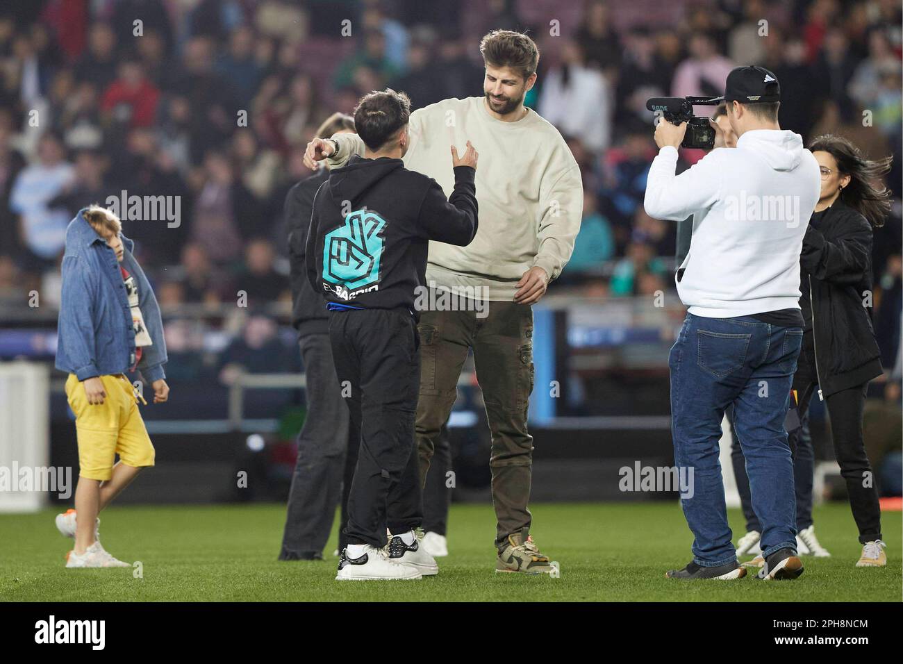 Barcelona, Spain. 26th Mar, 2023. Final Four of the Kings League held at the Spotify Camp Nou with an absolute sellout and a huge record of attendance live and on social networks. Barcelona March 26, 2023 In picture: Gerard Pique Rostros conocidos asisten a la Final Four de la Kings League celebrada en el Spotify Camp Nou con un lleno absoluto y un enorme record de asistencia en vivo y en redes sociales. Barcelona 26 de Marzo de 2023. 900/Cordon Press Credit: CORDON PRESS/Alamy Live News Stock Photo