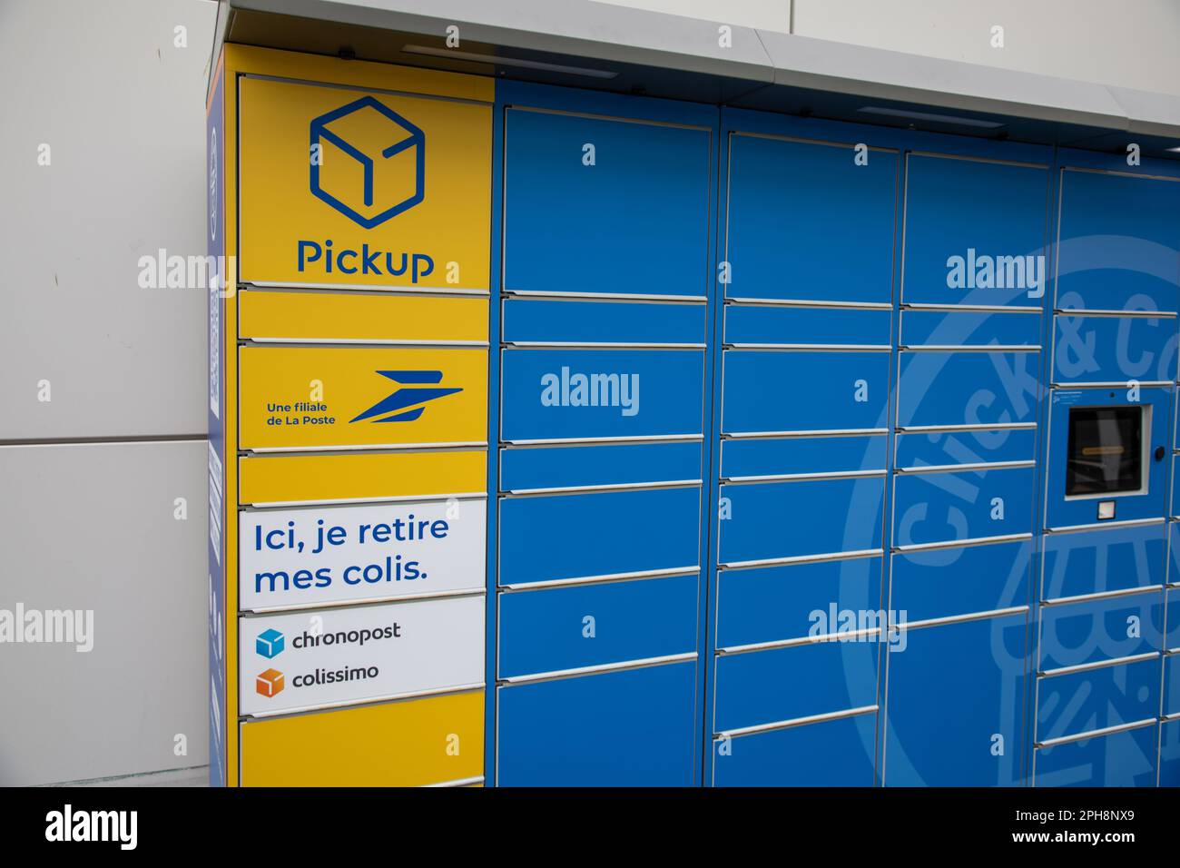 Bordeaux , Aquitaine France 03 10 2023 la poste pickup chronopost colissimo logo brand and