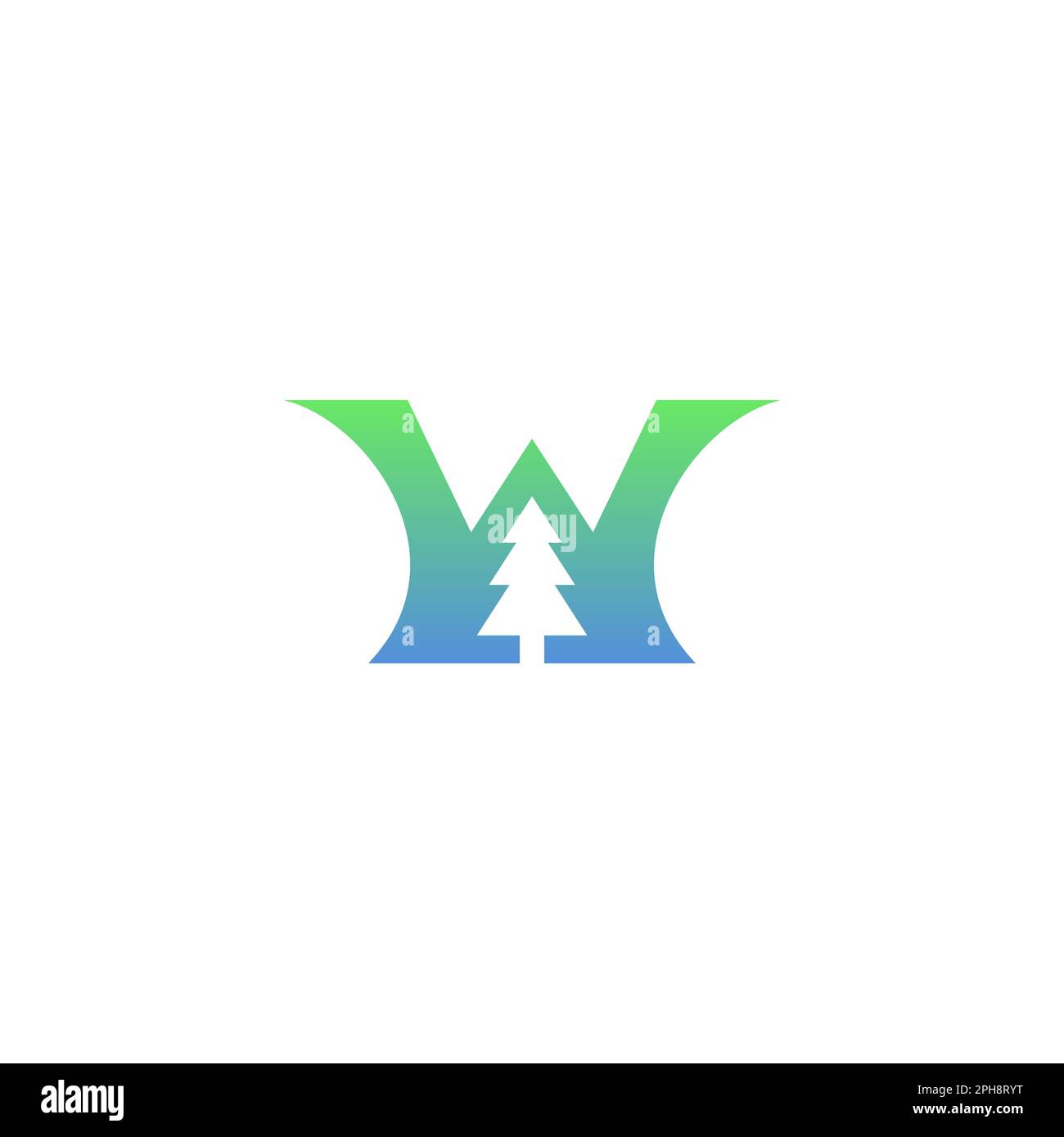 W Pine Logo Design. Pine Icon Stock Vector