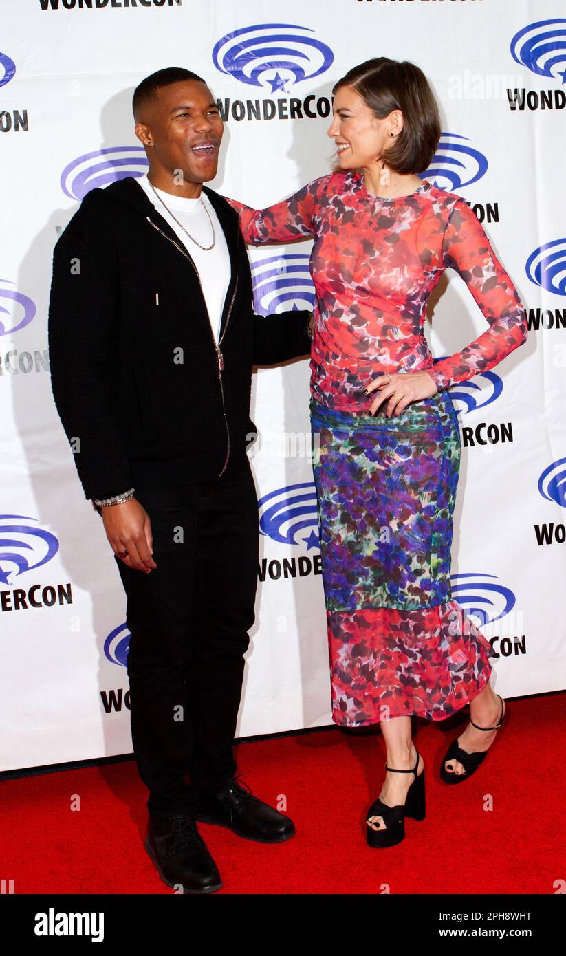 Giaus Charles, Lauren Cohan at the press room for 