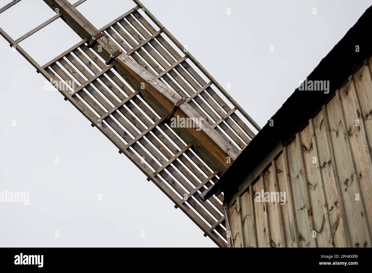 Blades of old wooden mill. Old traditions Stock Photo